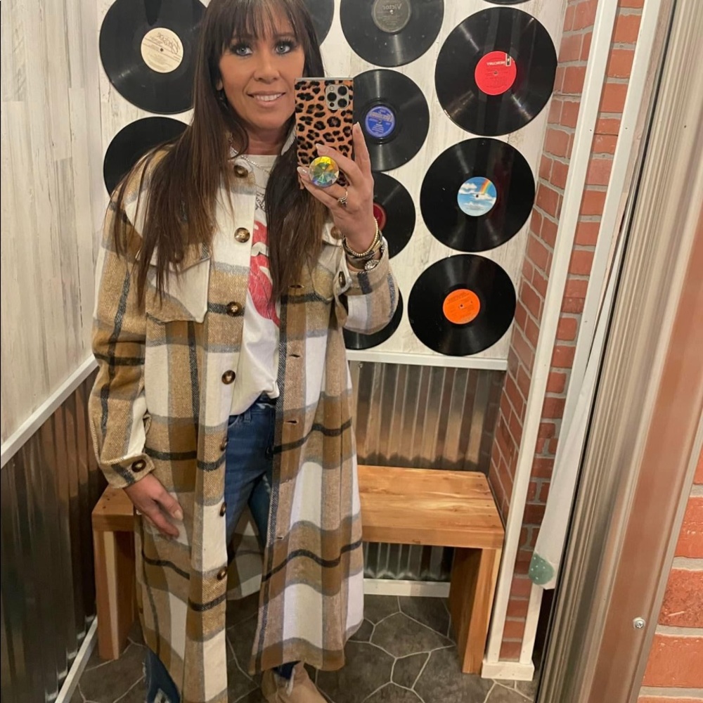 Plaid trench coat